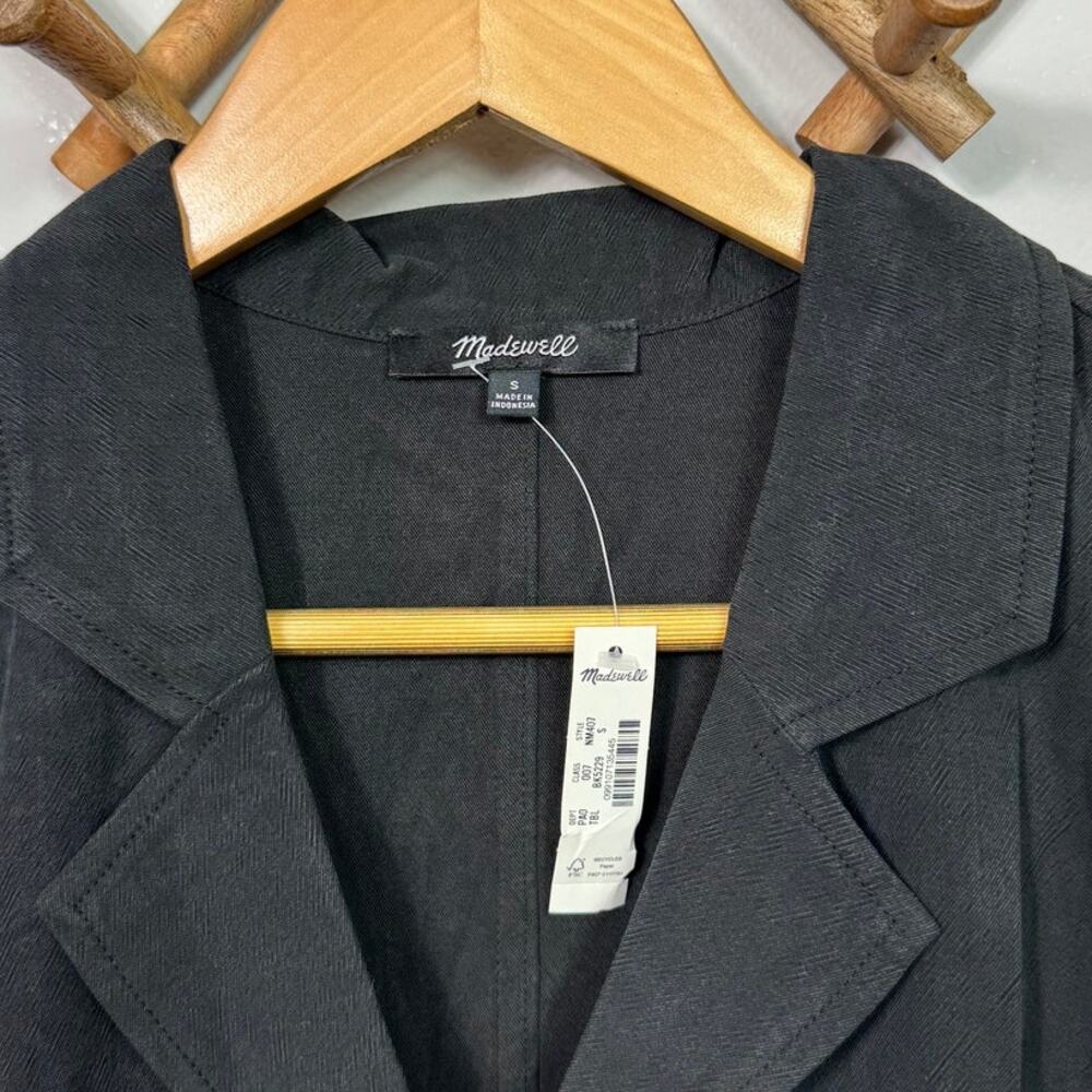 New Madewell Button-Front Resort Shirt in Lusterweave in True Black Size S - Picture 6 of 9